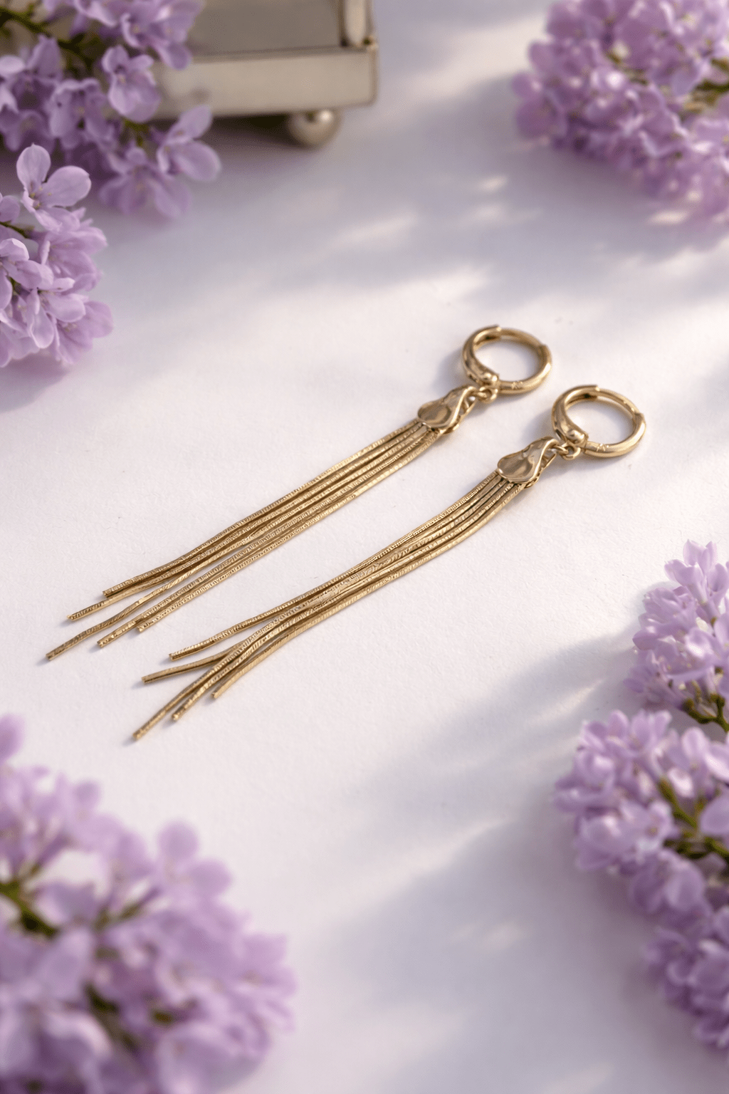 Apzeltīti nokareni riņķīši ar ķēdītēm - 18k - apzeltita - rotas