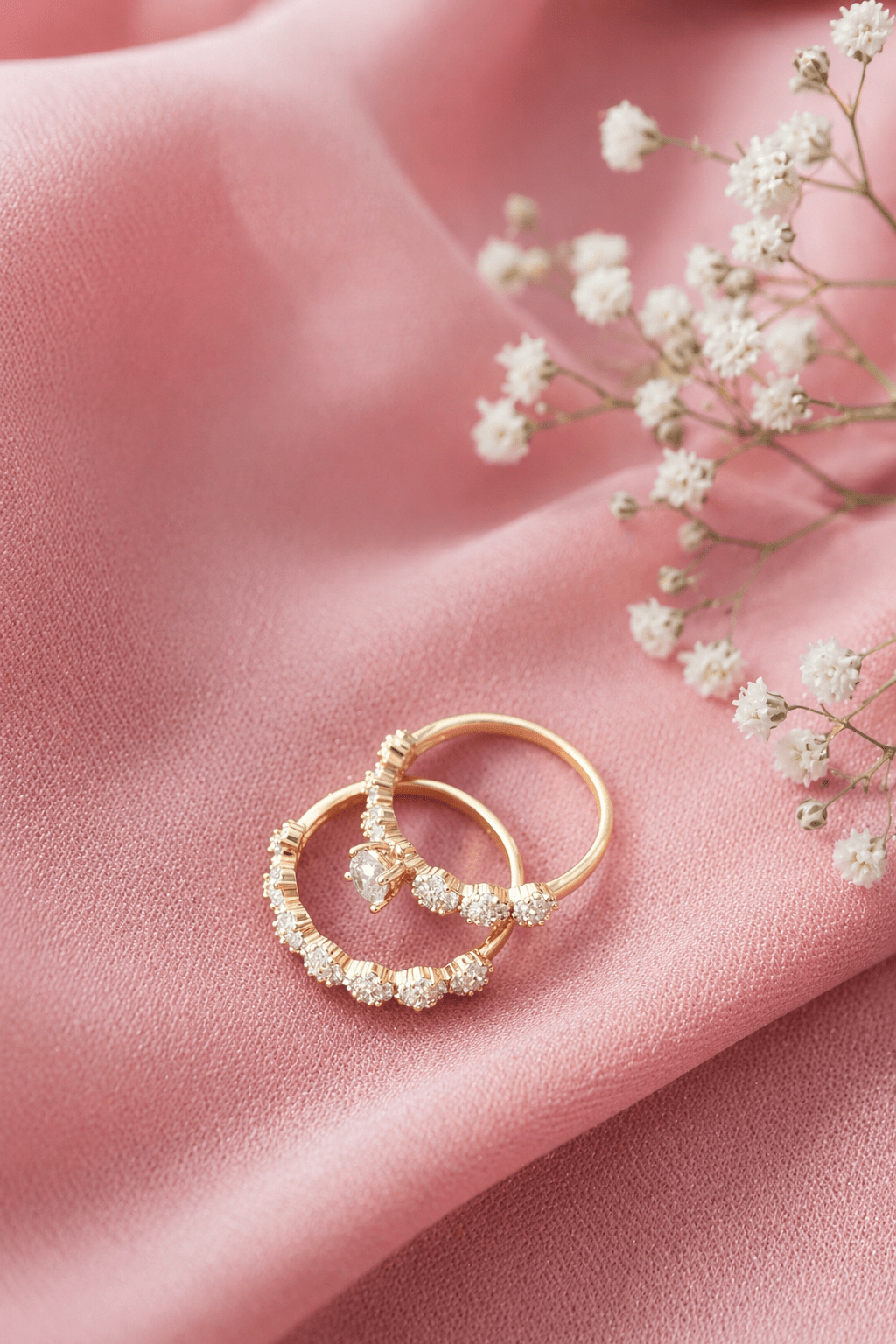 Apzeltīts gredzenu komplekts ar cirkonijiem – 2 gab. - 18k - apzeltita - rotas