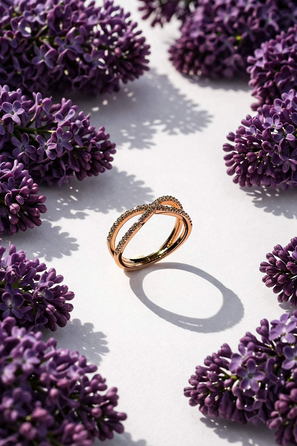 Apzeltīts X formas gredzens ar cirkonijiem