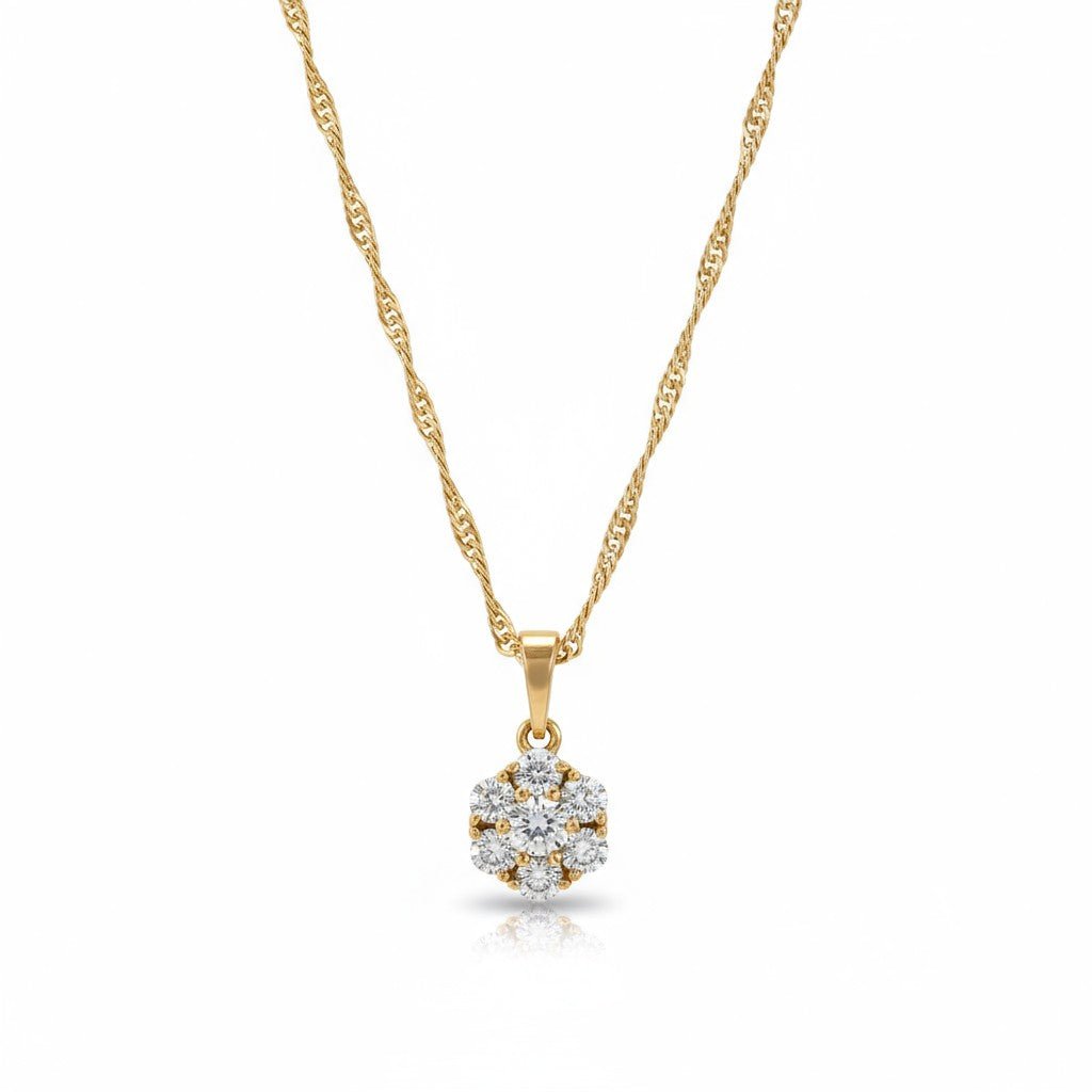 Crystal Bloom – Apzeltīta kaklarota ar zieda kulonu – apzeltītas rotaslietas | Tavas Rotas
