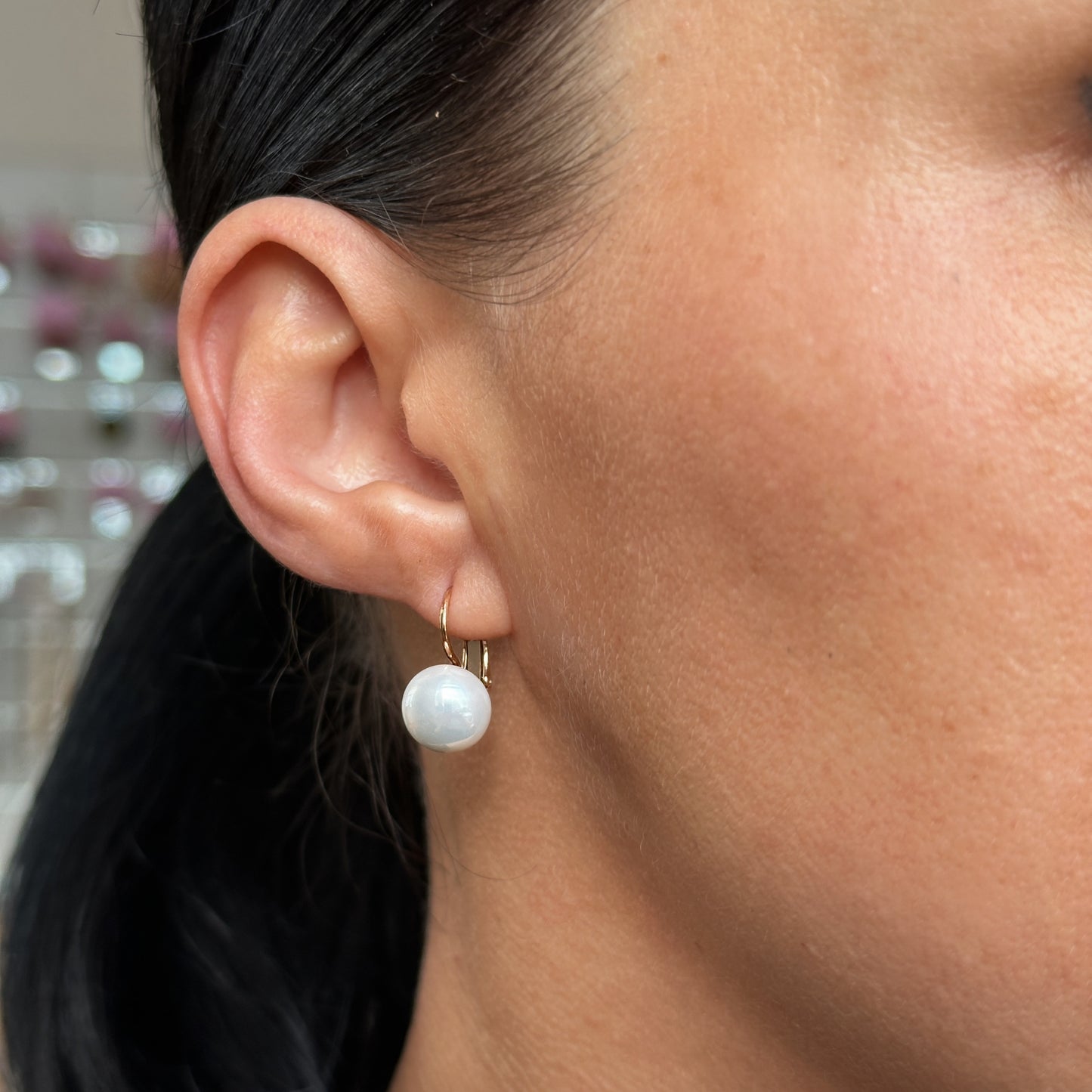 Auksuoti perlų auskarai su angliška sagtimi