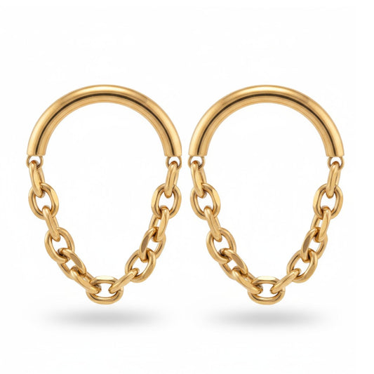 Golden Chain – Apzeltīti lieli nagliņauskari ar ķēdīti