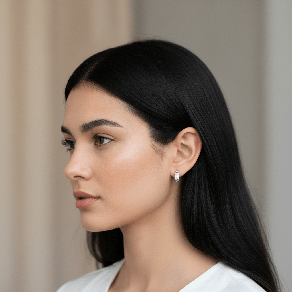 Apsudraboti riņķīši ar kvadrātveida cirkoniju - 18k - apzeltita - rotas