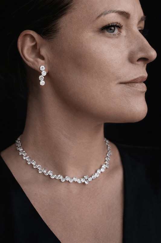 Apsudrabots rotu komplekts ar cirkonijiem – kāzām un svētkiem - 18k - apzeltita - rotas