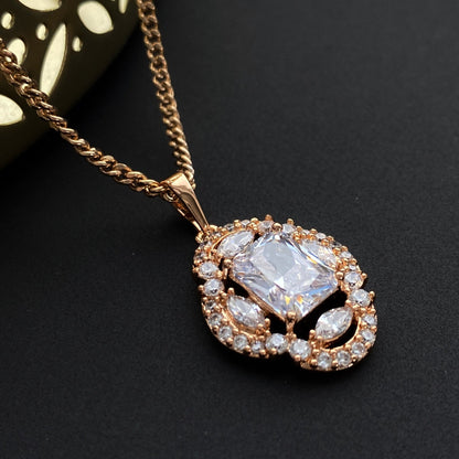 Apzeltīta kaklarota ar kristāla kulonu - 18k - apzeltita - rotas