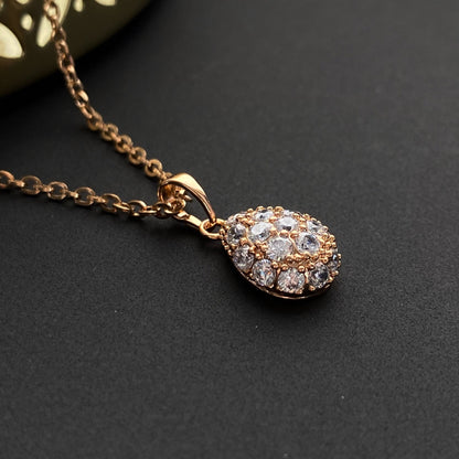 Apzeltīta kaklarota ar lāses kulonu un cirkonijiem - 18k - apzeltita - rotas