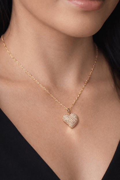 Apzeltīta kaklarota ar sirds kulonu un cirkonijiem - 18k - apzeltita - rotas