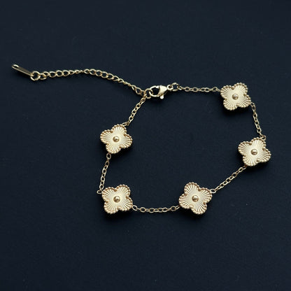 Apzeltīta nerusējošā tērauda rokassprādze ar āboliņiem - 18k - apzeltita - rotas