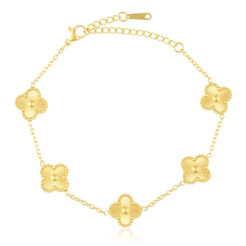 Apzeltīta nerusējošā tērauda rokassprādze ar āboliņiem - 18k - apzeltita - rotas