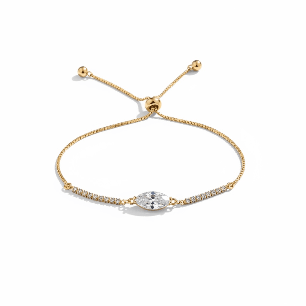 Apzeltīta regulējama rokasspradze ar ovālu kristālu - 18k - apzeltita - rotas