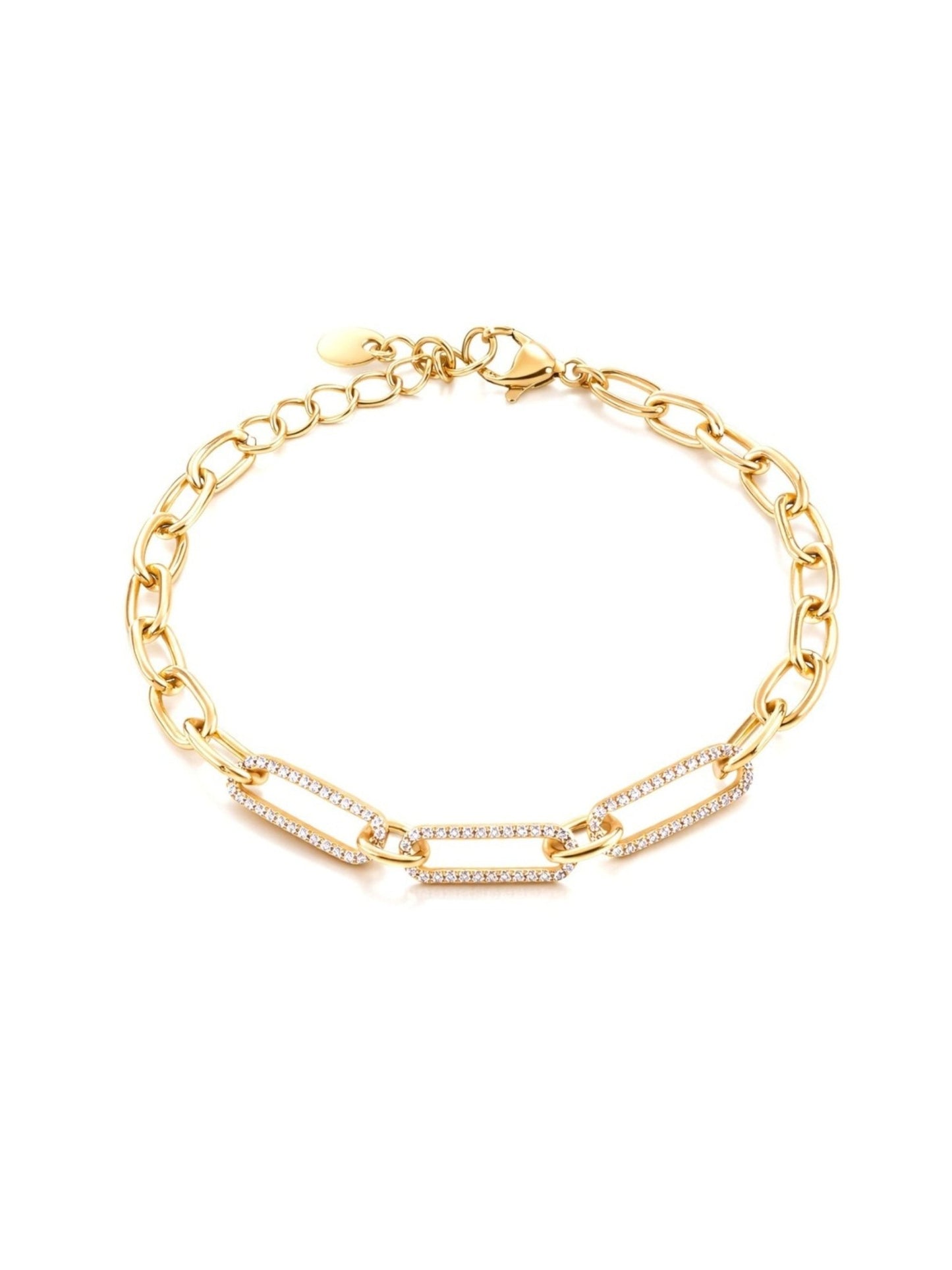 Apzeltīta rokassprādze ar cirkonijiem - 18k - apzeltita - rotas