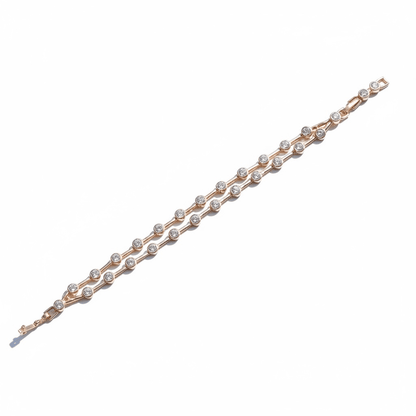 Apzeltīta rokassprādze ar divām rindām kristālu - 18k - apzeltita - rotas