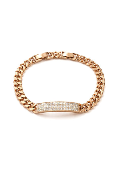 Apzeltīta rokassprādze ar iestrādātiem cirkonijiem - 18k - apzeltita - rotas