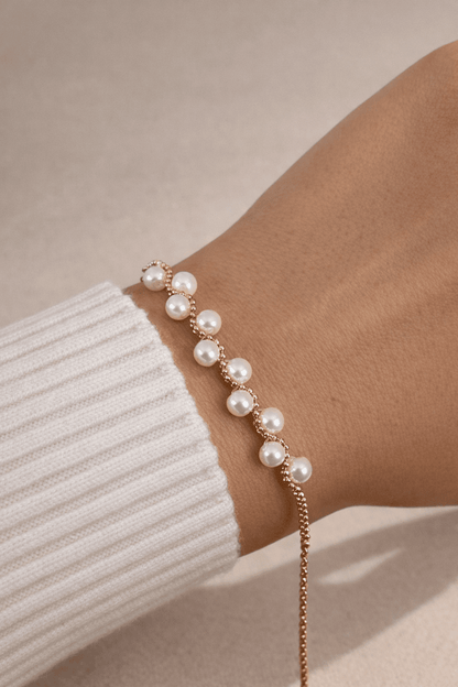 Apzeltīta rokassprādze ar pērlītēm - 18k - apzeltita - rotas