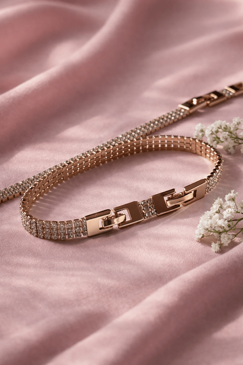 Apzeltīta rokassprādze ar trīs cirkoniju rindām - 18k - apzeltita - rotas