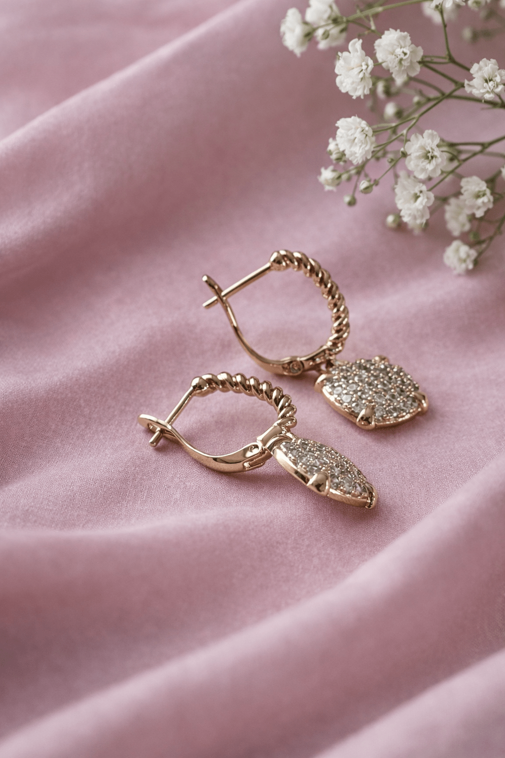 Apzeltīti auskari ar cirkoniju piekariņu - 18k - apzeltita - rotas