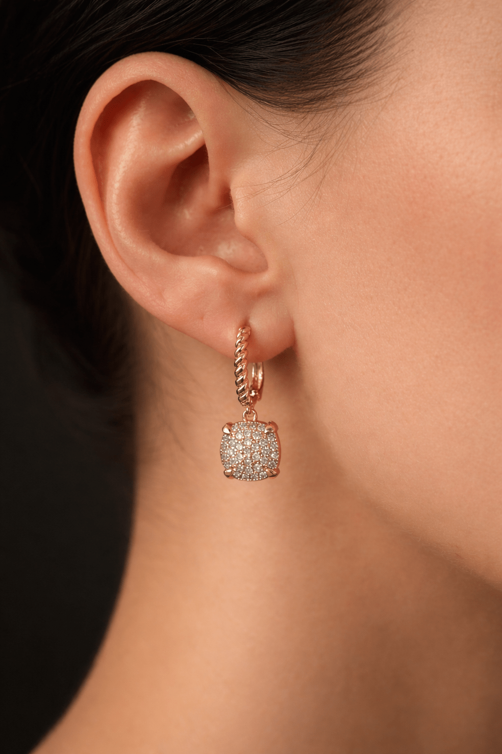 Apzeltīti auskari ar cirkoniju piekariņu - 18k - apzeltita - rotas