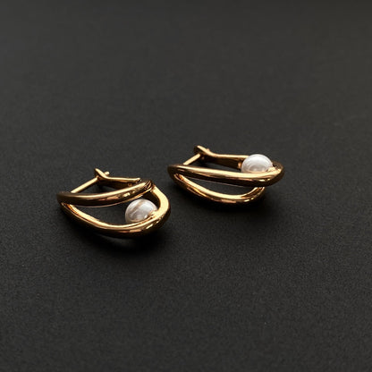 Apzeltīti auskari ar pērlīti - 18k - apzeltita - rotas