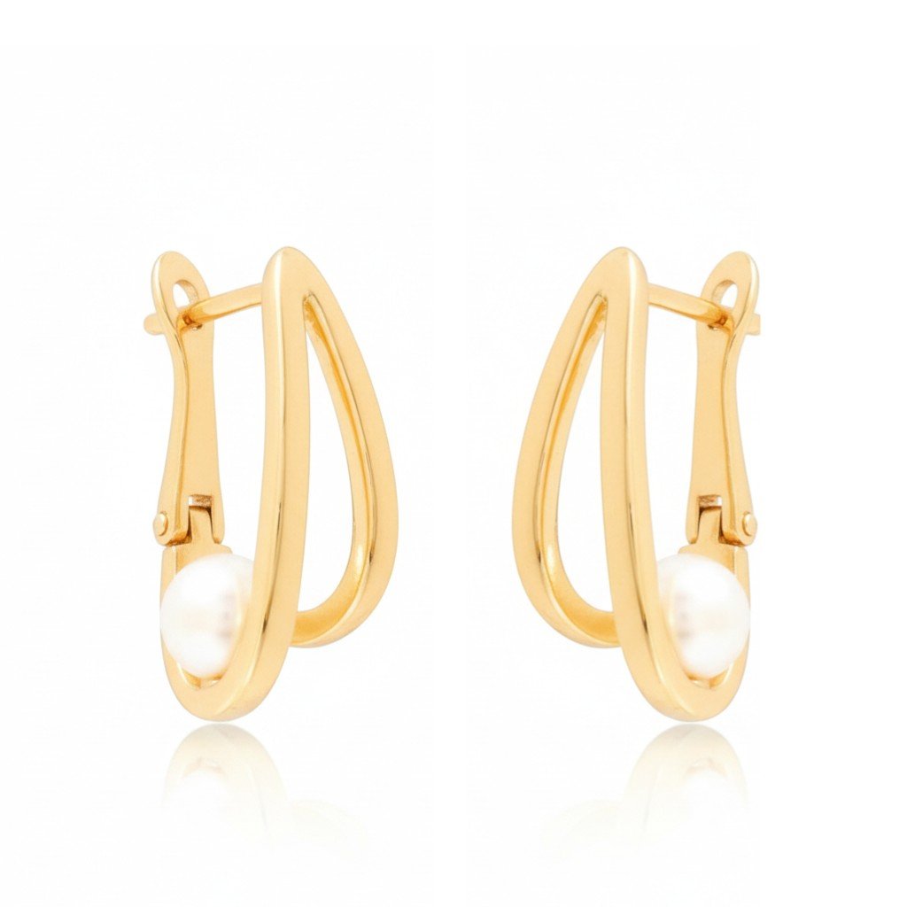 Apzeltīti auskari ar pērlīti - 18k - apzeltita - rotas