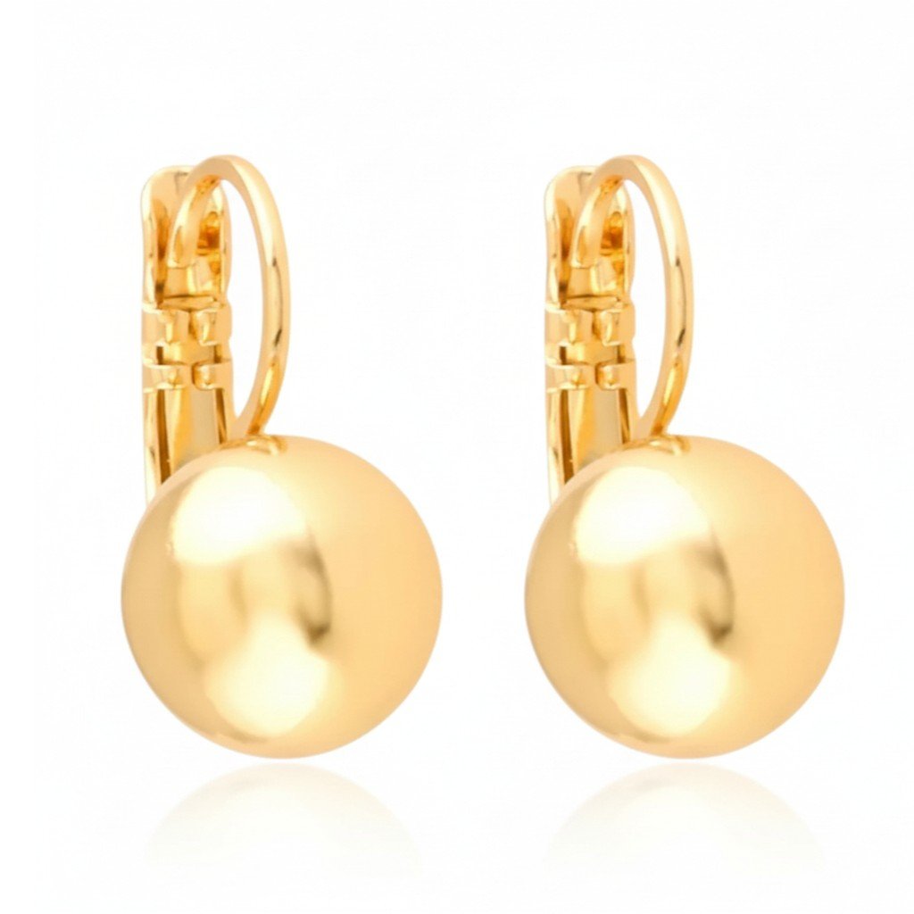 Apzeltīti auskari ar zelta bumbiņu un angļu aizdari - 18k - apzeltita - rotas