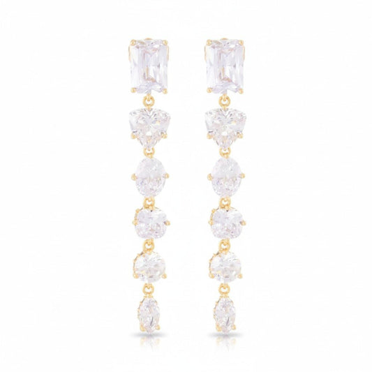 Apzeltīti garie auskari ar kristāliem - 18k - apzeltita - rotas