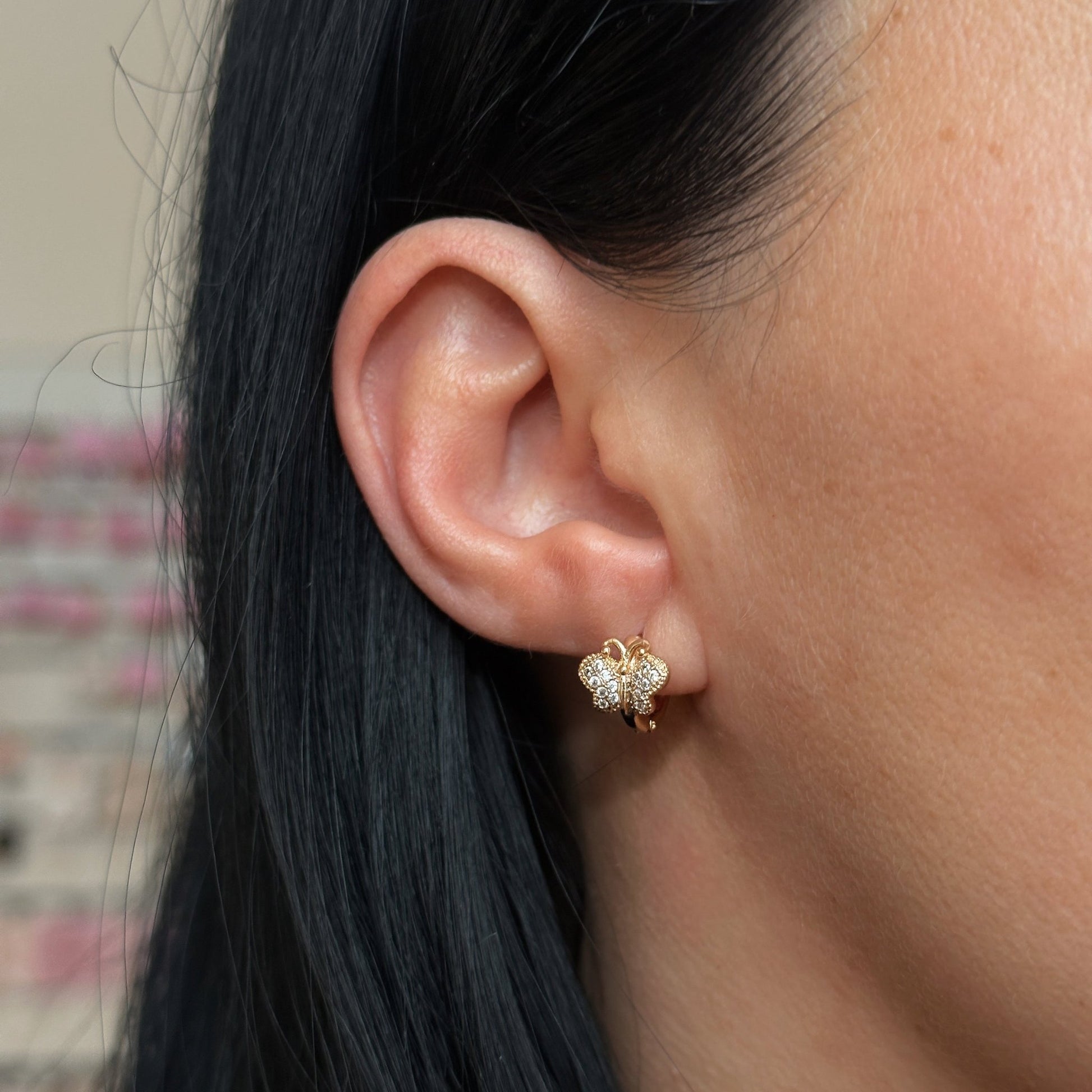 Apzeltīti mazi tauriņu riņķīši - 18k - apzeltita - rotas