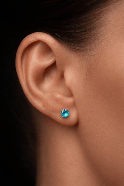 Apzeltīti nagliņu auskari ar zilu cirkoniju - 18k - apzeltita - rotas