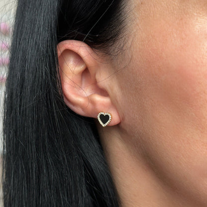 Apzeltīti nagliņu auskari sirds formā - 18k - apzeltita - rotas