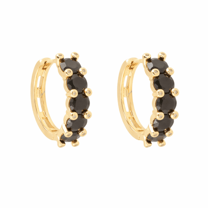 Apzeltīti riņķīši ar melniem cirkonijiem - 18k - apzeltita - rotas