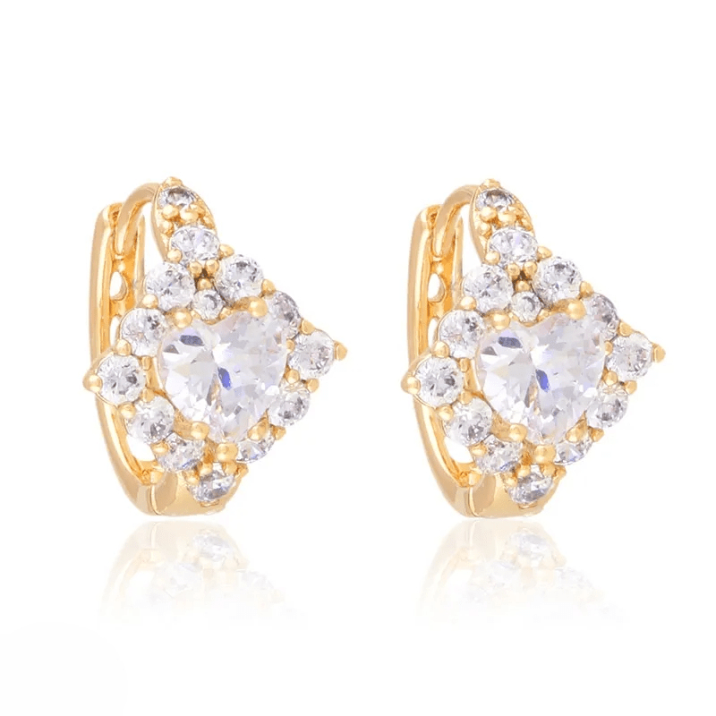 Apzeltīti riņķīšu auskari ar cirkonijiem - 18k - apzeltita - rotas