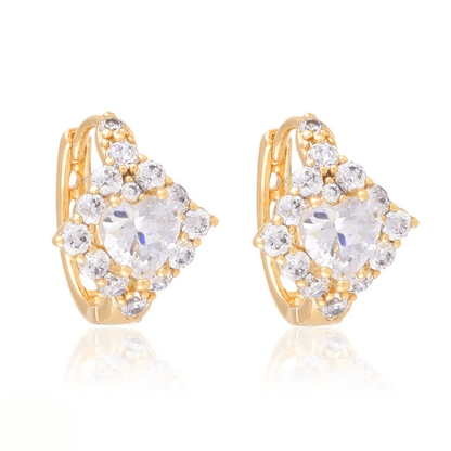 Apzeltīti riņķīšu auskari ar cirkonijiem - 18k - apzeltita - rotas