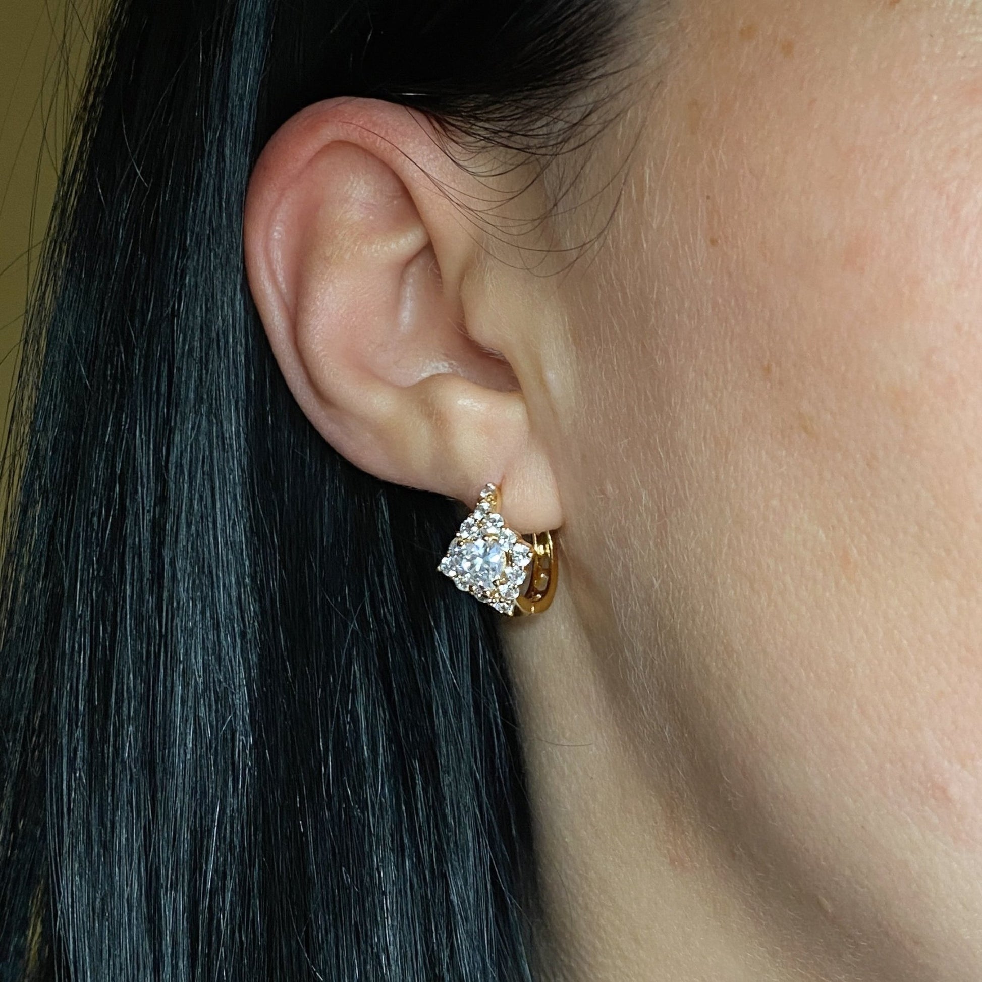 Apzeltīti riņķīšu auskari ar cirkonijiem - 18k - apzeltita - rotas