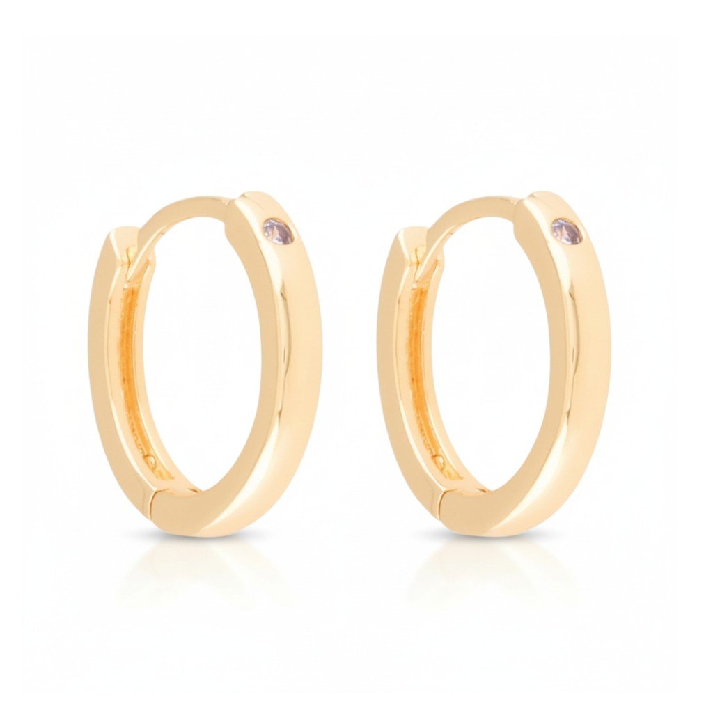 Apzeltīti riņķīšu auskari ar cirkoniju - 18k - apzeltita - rotas