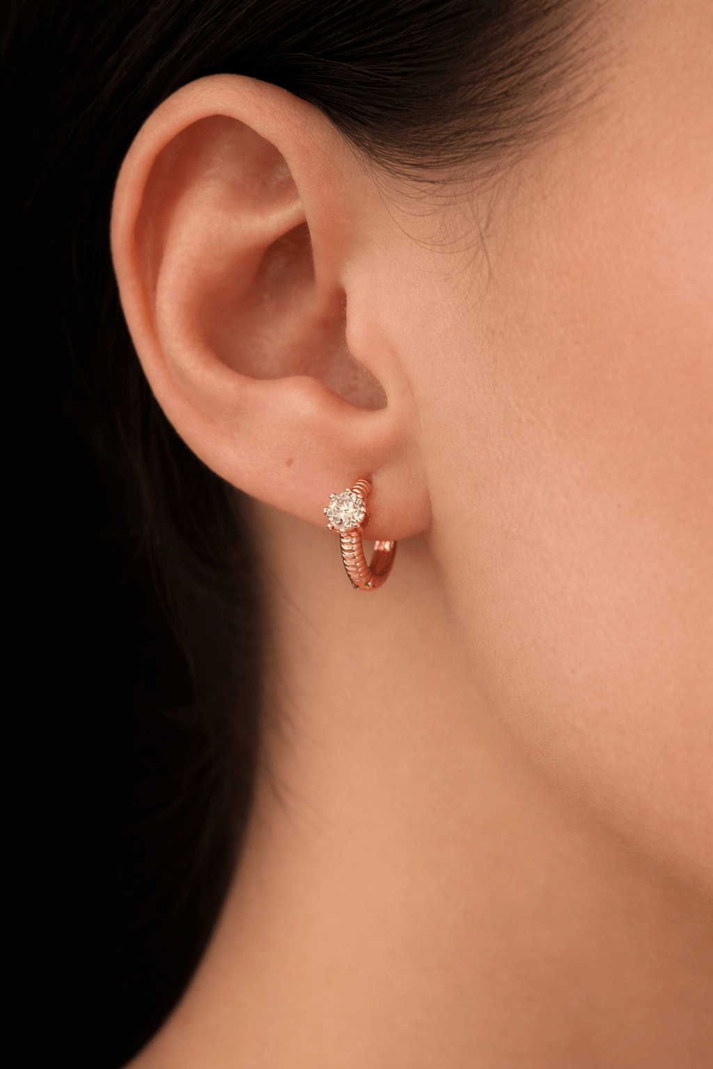 Apzeltīti riņķīšu auskari ar cirkoniju - 18k - apzeltita - rotas