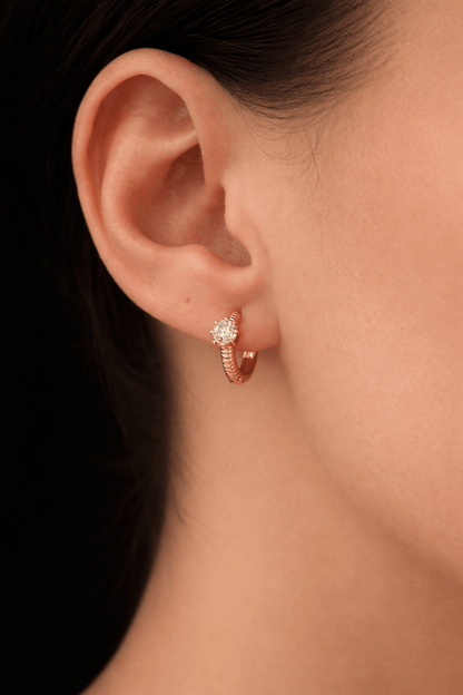 Apzeltīti riņķīšu auskari ar cirkoniju - 18k - apzeltita - rotas