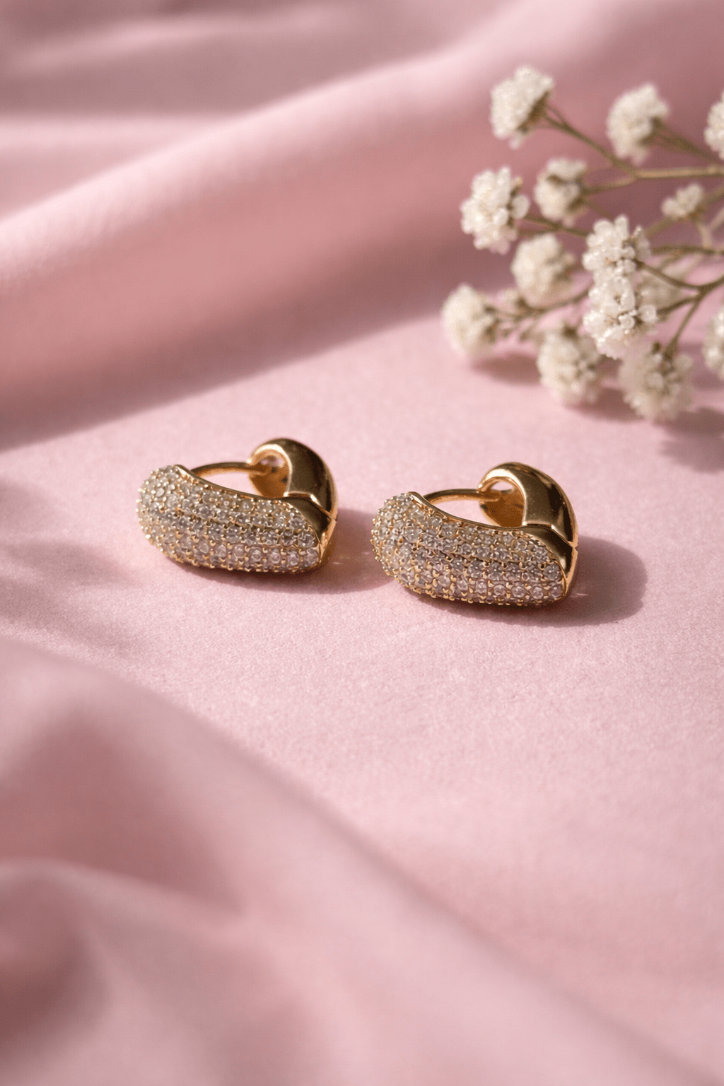 Apzeltīti riņķīšu auskari ar pavé cirkonijiem - 18k - apzeltita - rotas