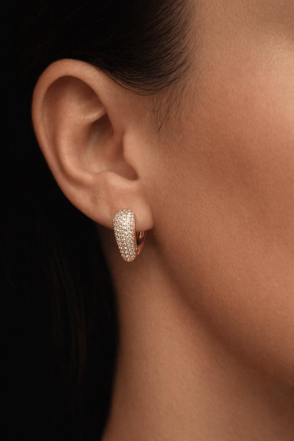 Apzeltīti riņķīšu auskari ar pavé cirkonijiem - 18k - apzeltita - rotas