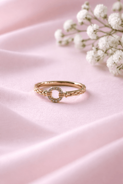 Apzeltīts gredzens ar cirkoniju aplīti - 18k - apzeltita - rotas