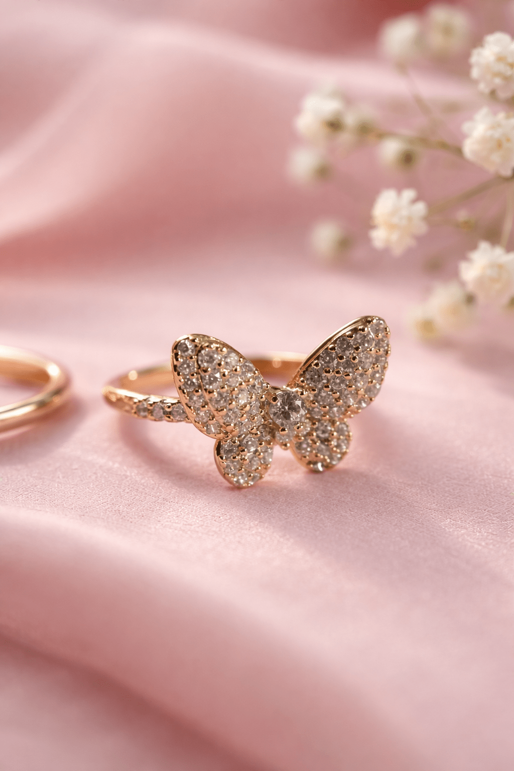 Apzeltīts gredzens ar tauriņu un cirkonijiem - 18k - apzeltita - rotas