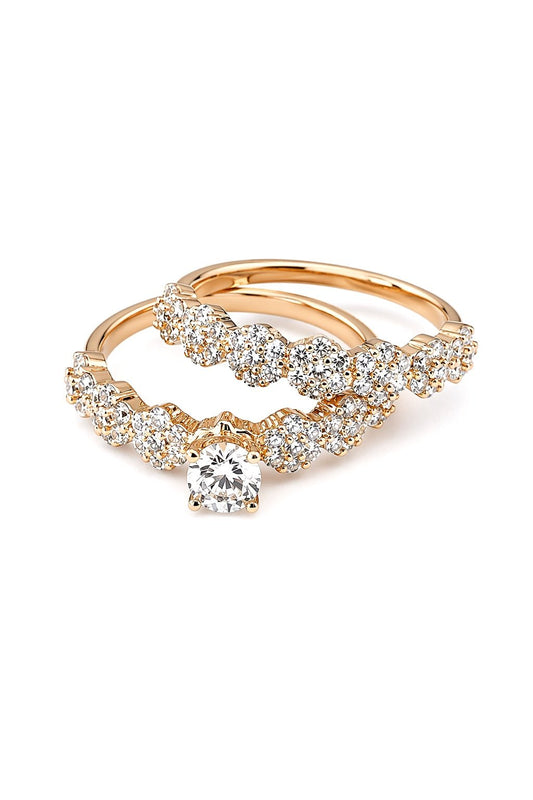 Apzeltīts gredzenu komplekts ar cirkonijiem – 2 gab. - 18k - apzeltita - rotas