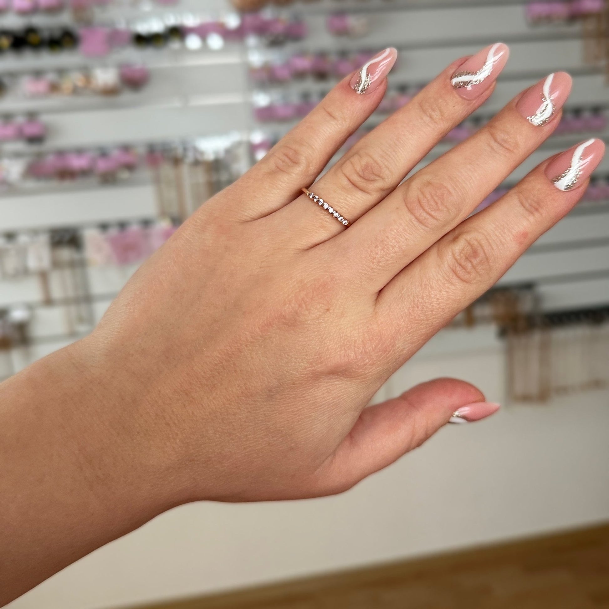 Apzeltīts smalks gredzens ar cirkonijiem - 18k - apzeltita - rotas