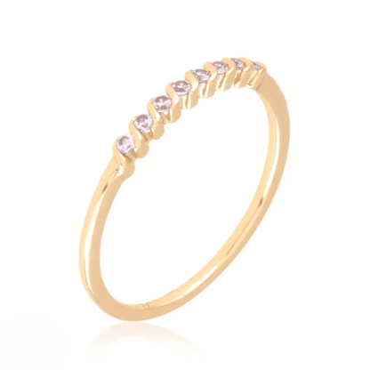 Apzeltīts smalks gredzens ar cirkonijiem - 18k - apzeltita - rotas