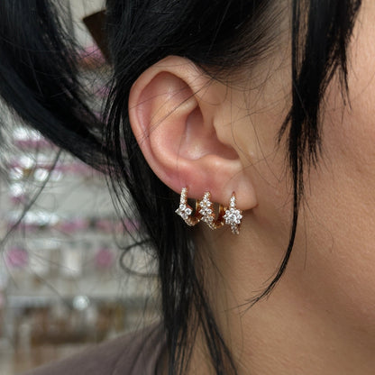 Apzeltītu auskaru komplekts ar 3 pāriem riņķīšu - 18k - apzeltita - rotas