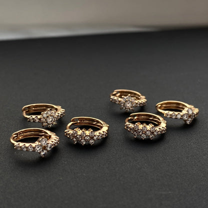 Apzeltītu auskaru komplekts ar 3 pāriem riņķīšu - 18k - apzeltita - rotas