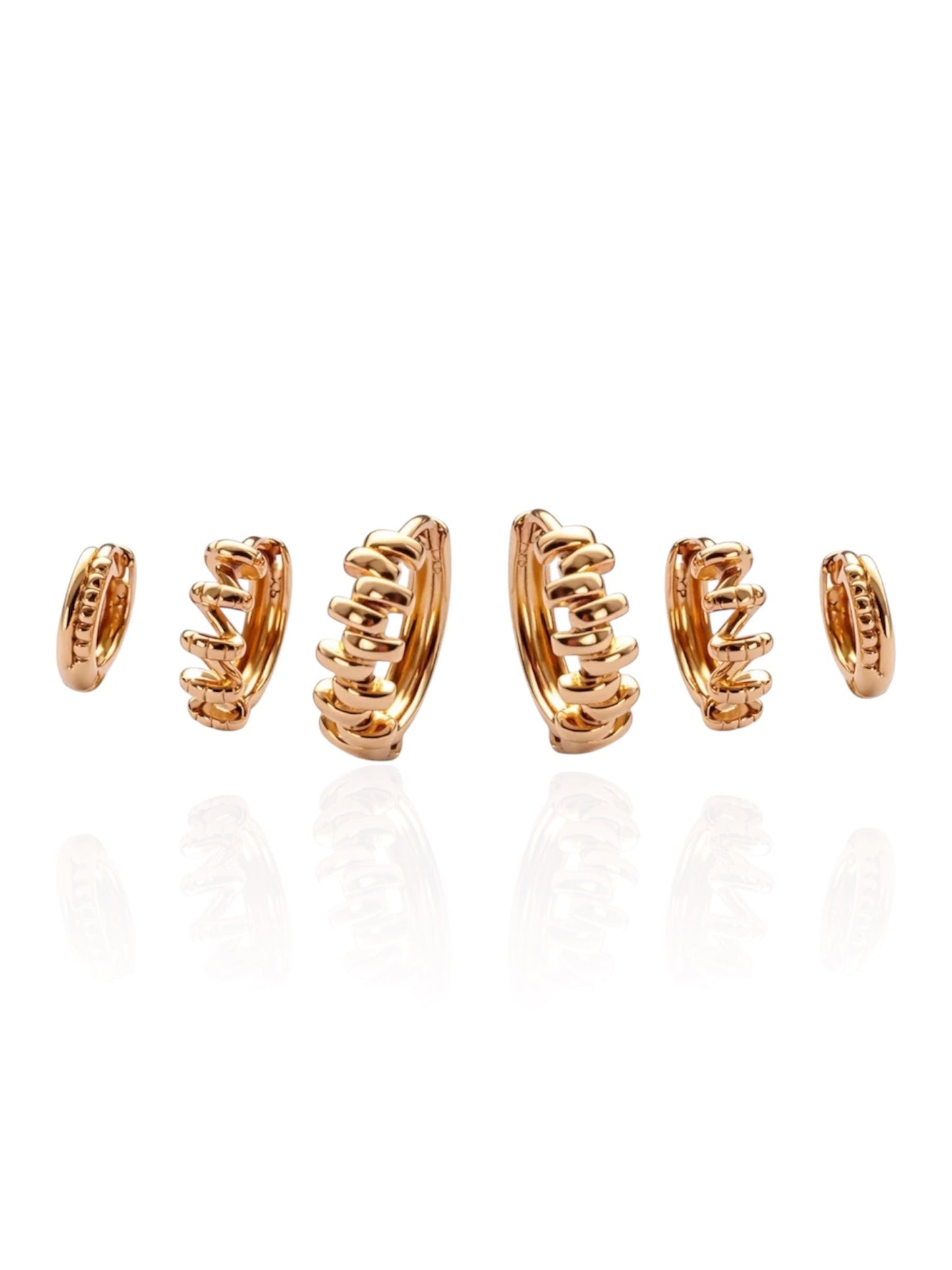 Apzeltītu auskaru komplekts ar 3 pāriem riņķīšu - 18k - apzeltita - rotas