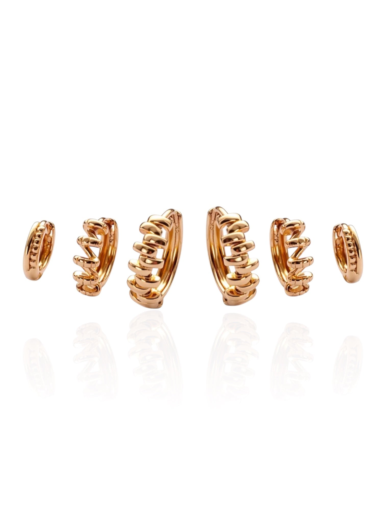 Apzeltītu auskaru komplekts ar 3 pāriem riņķīšu - 18k - apzeltita - rotas