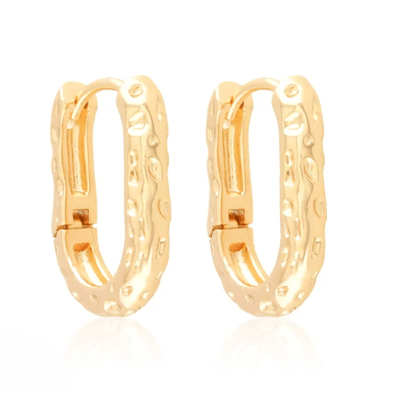 Aurora Texture Hoops - paauksuoti lanko auskarai - 18k - paauksuoti - papuošalai