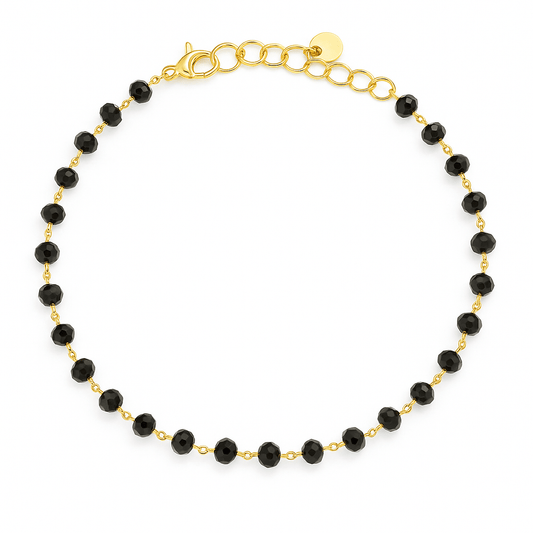 BLACK CRYSTAL BRACELET gold plated bracelet womans bracelet