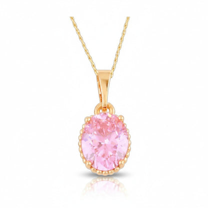  - Blush Gem – Rozā ovāla kristāla kaklarota - 1