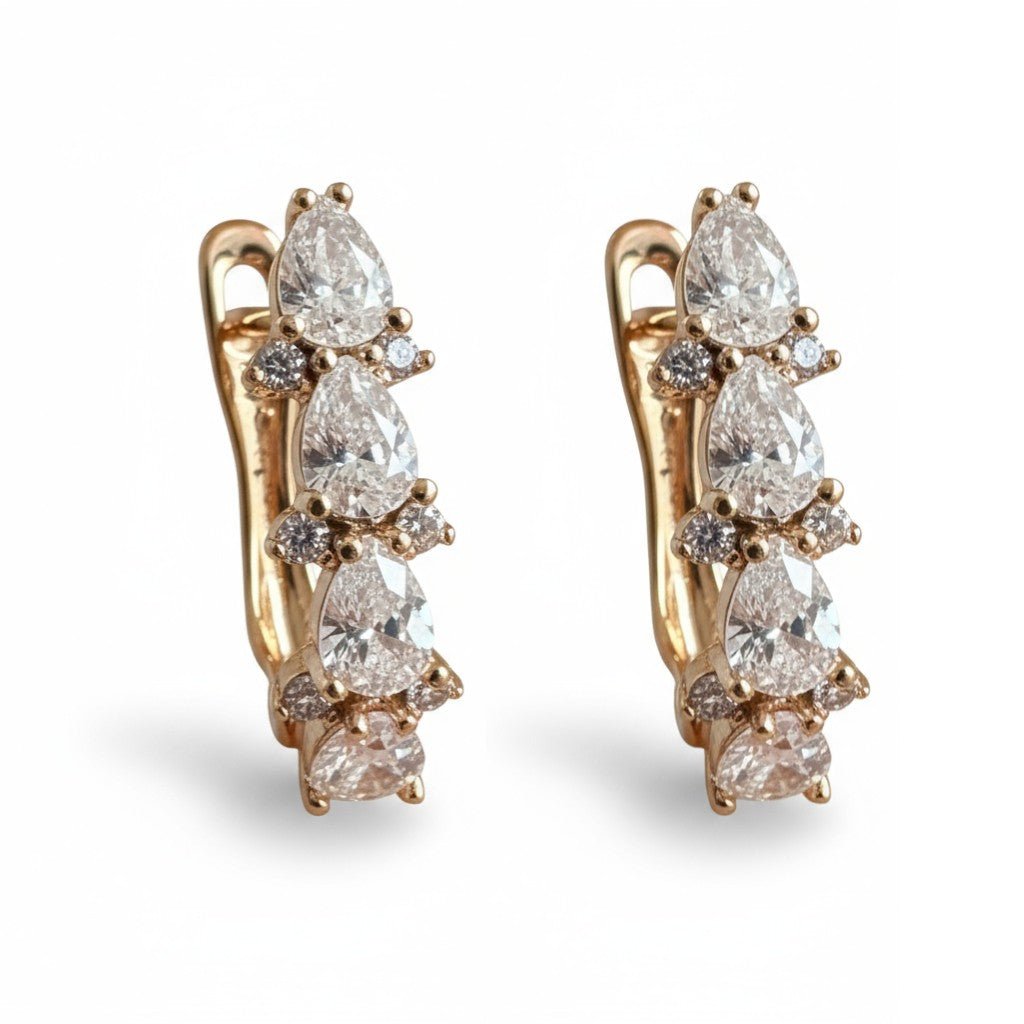Crystal Drop – Apzeltīti auskari ar cirkonijiem – apzeltītas rotaslietas | Tavas Rotas